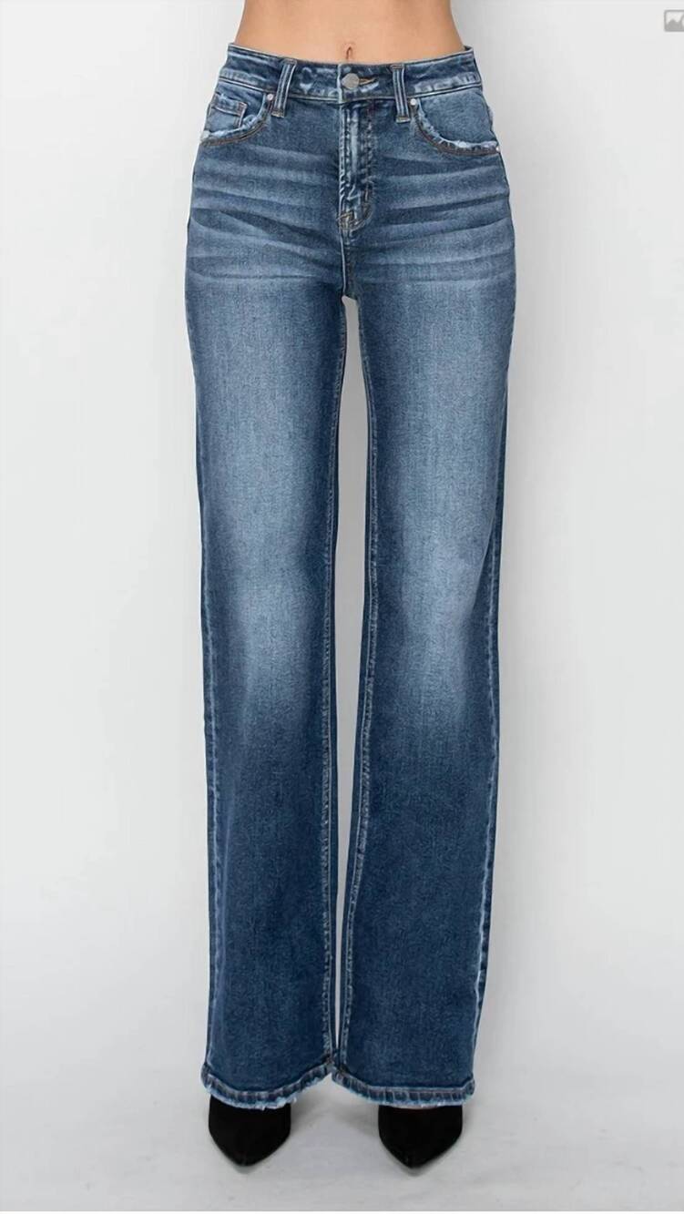 NEW RISEN high rise straight jeans in dark blue